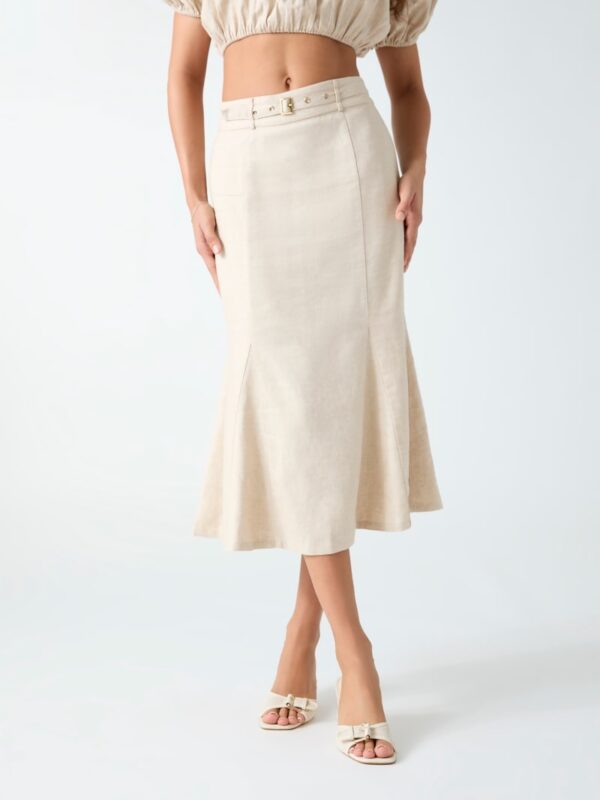 linen blend midi skirt