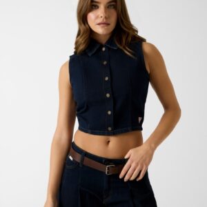 denim cropped shirt