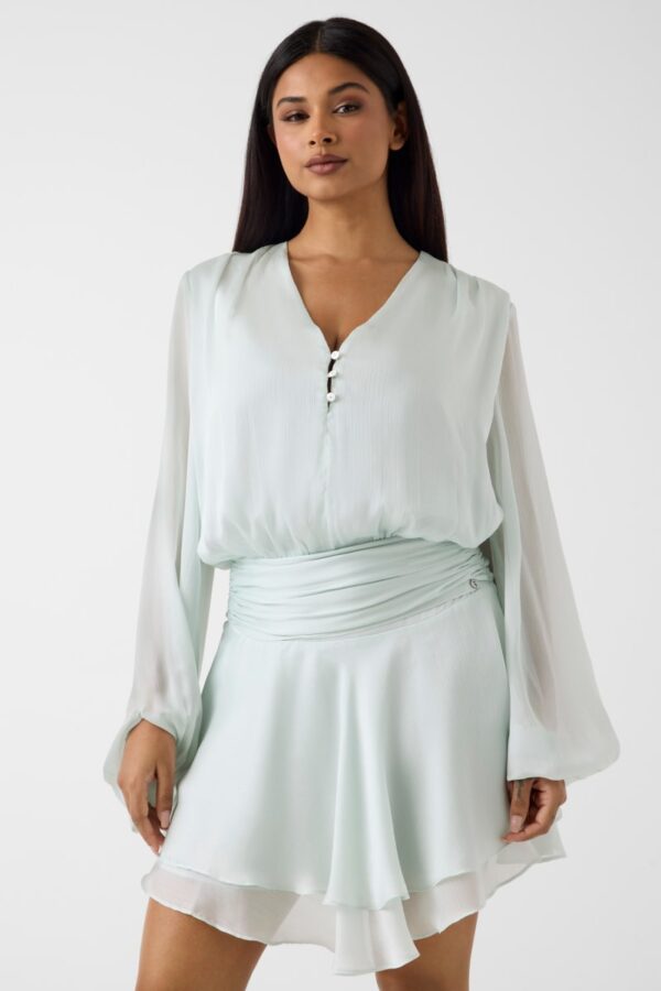 chiffon ruffled mini dress
