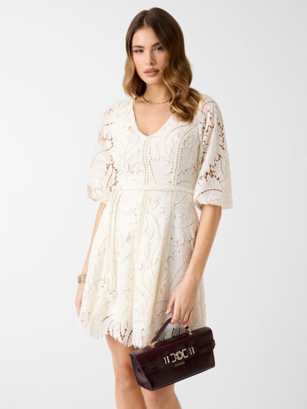 embroidered mini dress