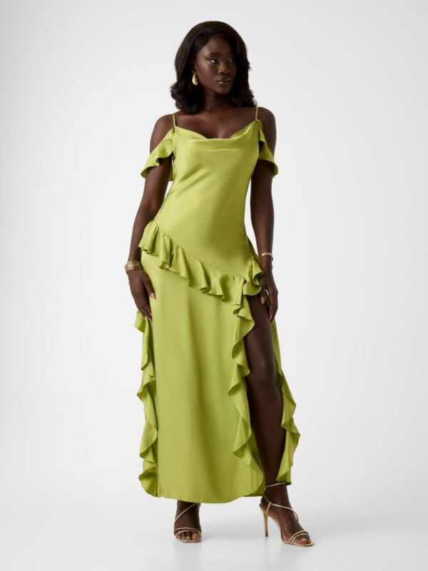 reiko ruffled satin maxi dress