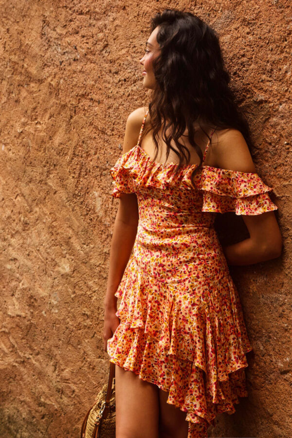 asymmetrical ruffled dress