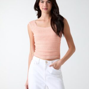 square neck smocked top