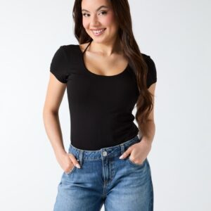 stretch scoop neck top