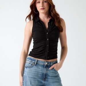sleeveless smocked top