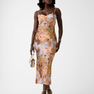 paisley print slip dress
