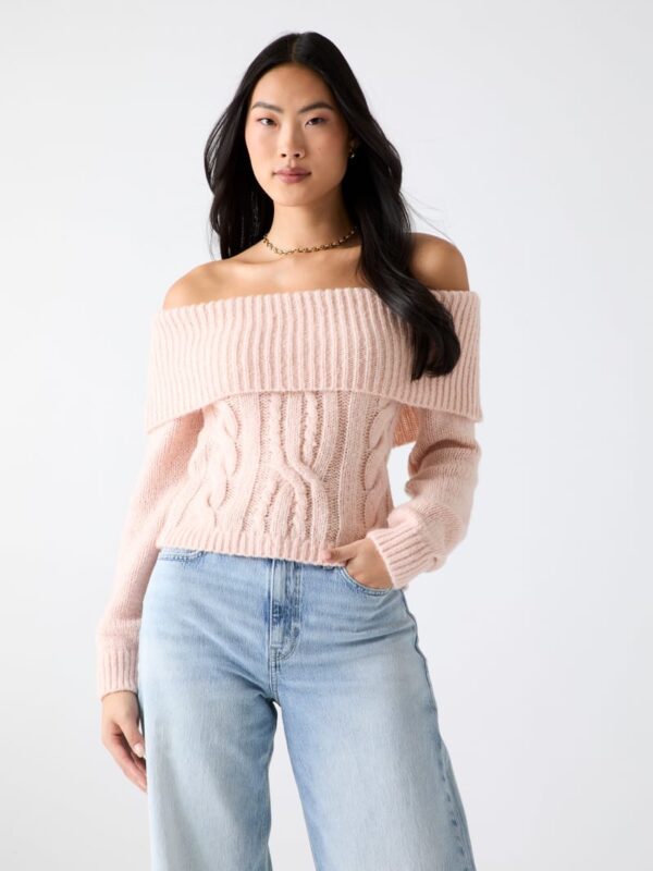 off shoulder wool blend sweater