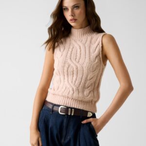 sleeveless wool blend sweater