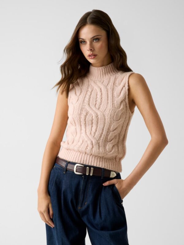 sleeveless wool blend sweater