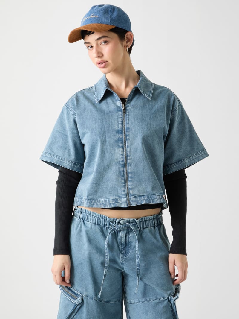 guess originals zipped denim shirt guess originals zipped denim shirt