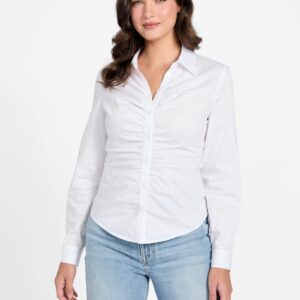 emily shirred poplin top