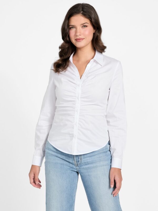 emily shirred poplin top