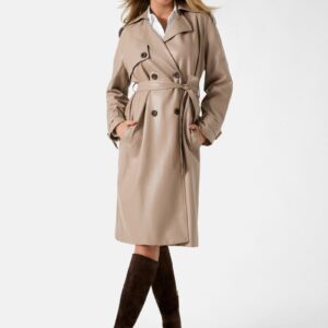 faux leather trench coat
