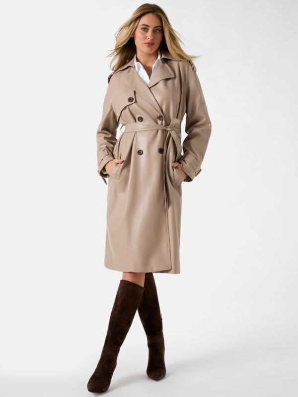 faux leather trench coat