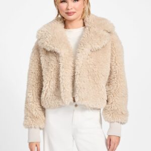 flavie teddy faux fur cropped jacket