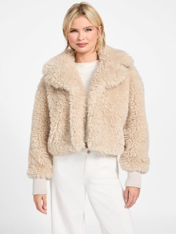 flavie teddy faux fur cropped jacket