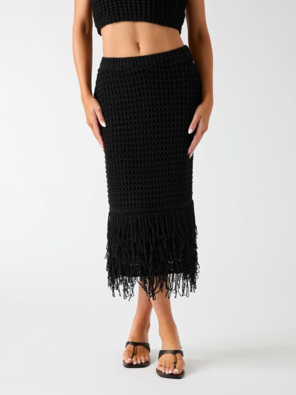 fringed midi skirt