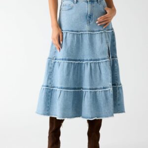 denim midi skirt