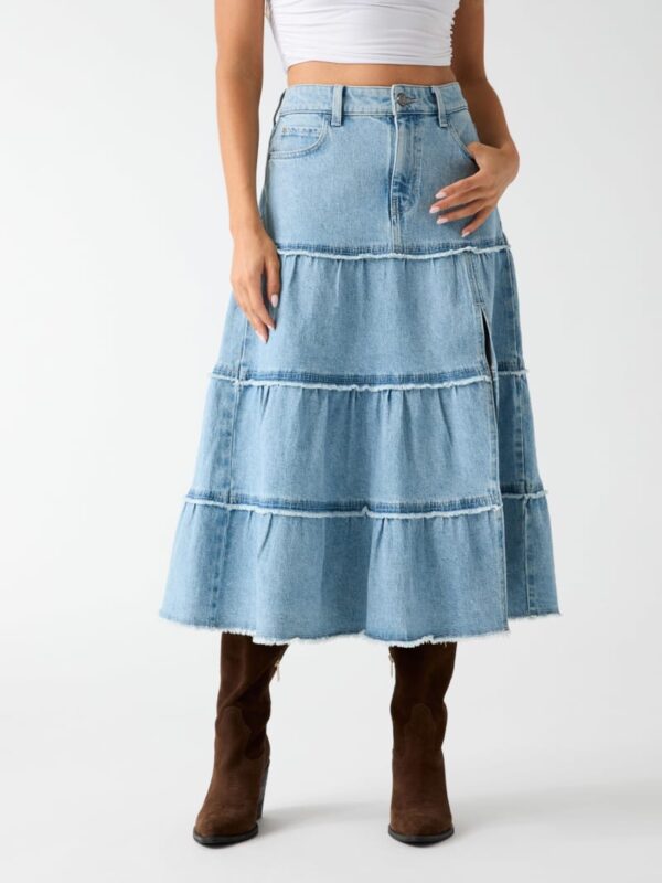 denim midi skirt