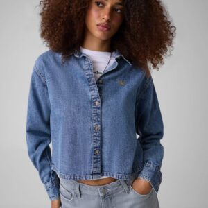 cropped denim shirt
