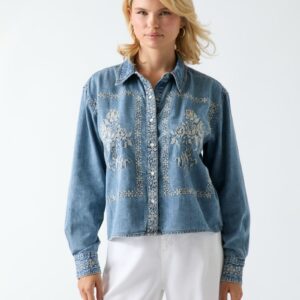 embroidered denim shirt