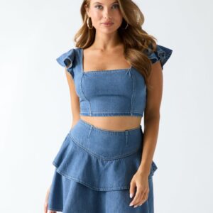 denim cropped top