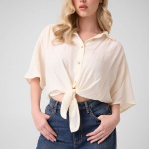 bow cropped blouse
