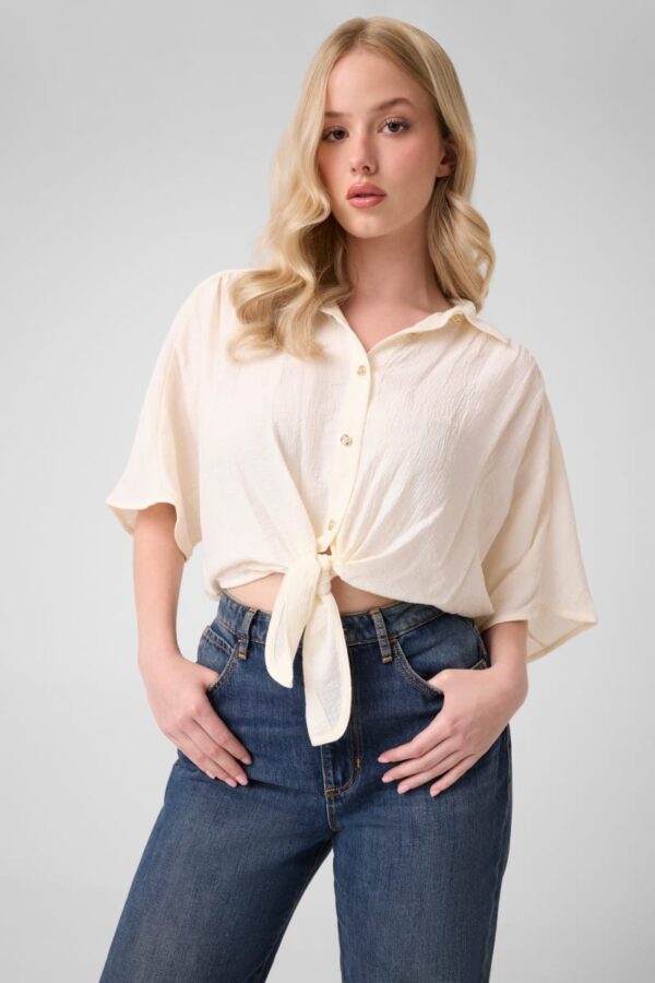 bow cropped blouse