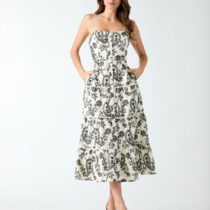 embroidered midi dress