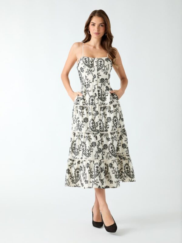 embroidered midi dress