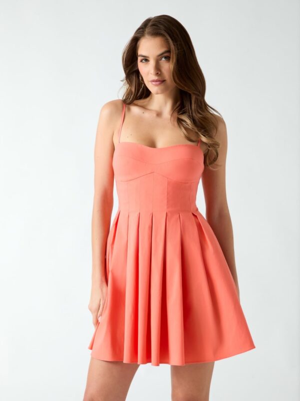 pleated mini dress