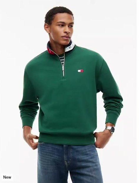 tommy jeans flag quarter zip sweatshirt