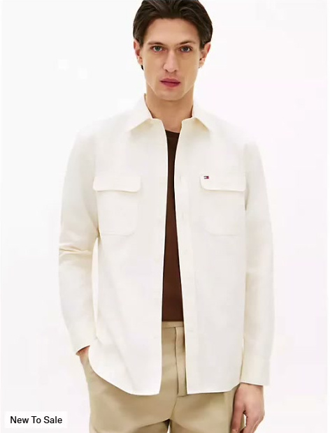 regular fit brushed twill overshirt