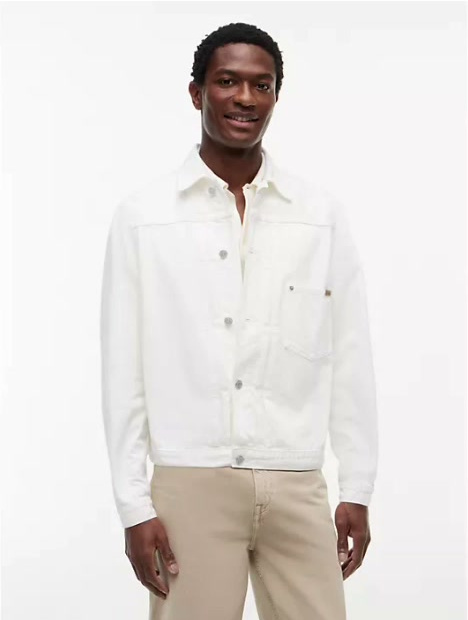 garment dyed pleated denim jacket