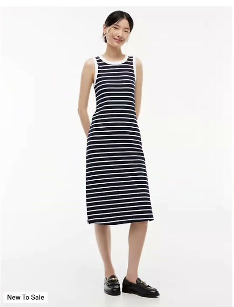 striped rib knit tank dress