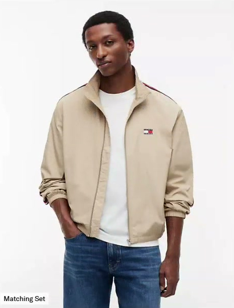 tommy jeans logo tape zip jacket