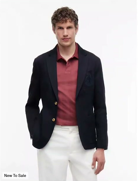 crest logo stretch cotton club blazer