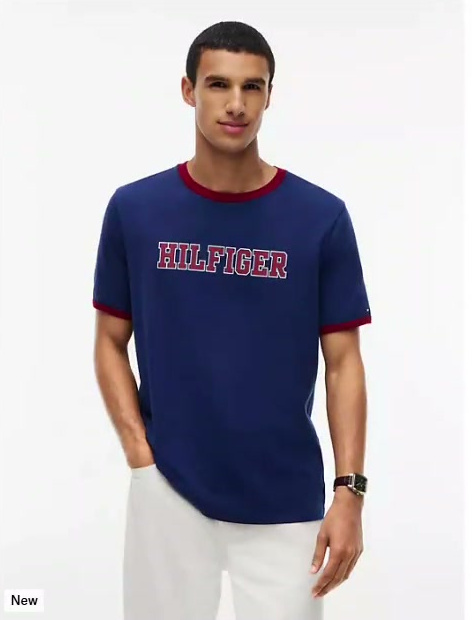 hilfiger logo ringer t shirt