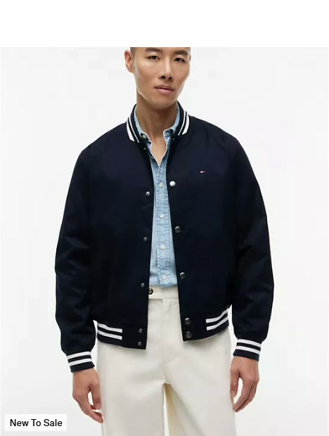 water repellent flag logo varsity jacket