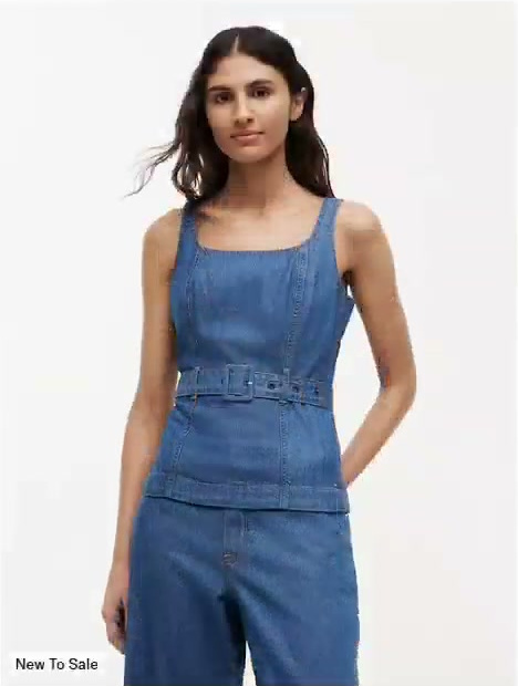 belted denim tank top