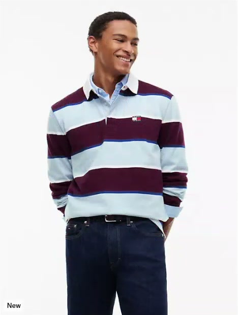 tommy jeans relaxed striped rugby polo