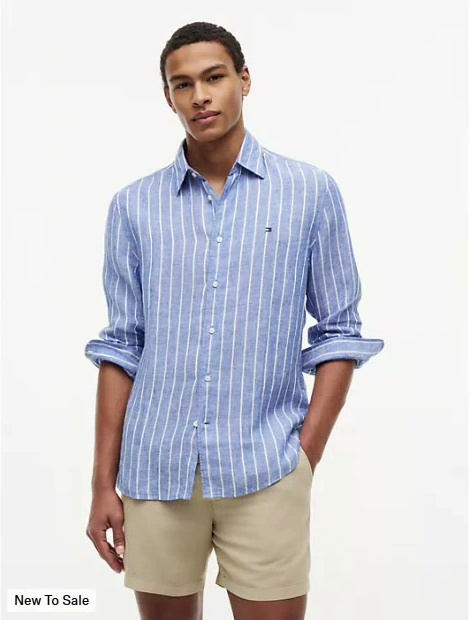 regular fit striped linen shirt