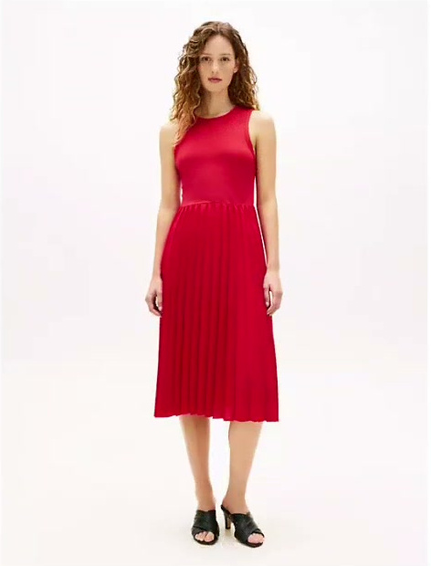 mixed media pleated tank dress