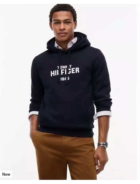 classic hilfiger logo flex fleece hoodie