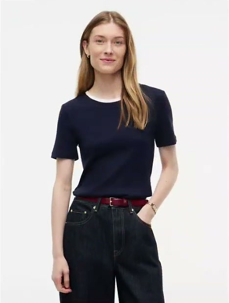 ribbed contrast collar t shirt