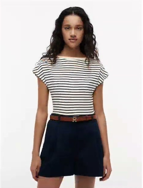 nautical gold button boatneck t shirt