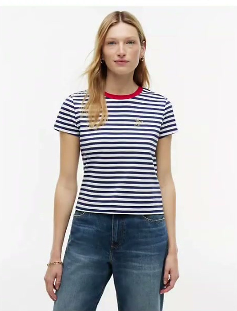 script monogram striped t shirt