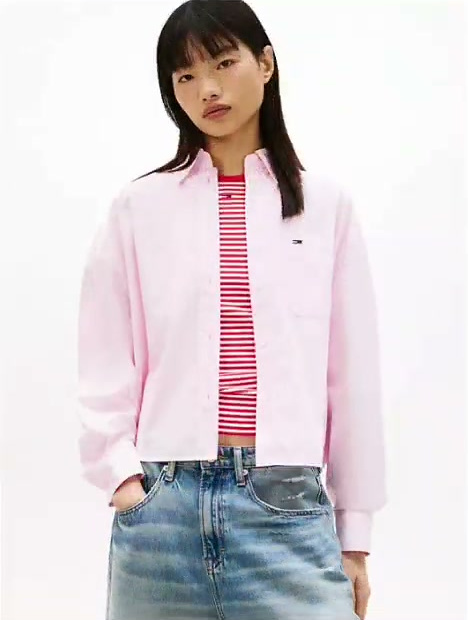 tommy jeans relaxed cropped poplin shirt
