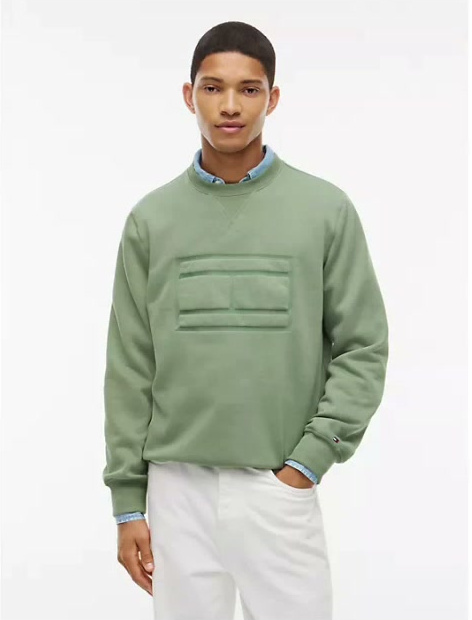 embroidered flag brushed back sweatshirt