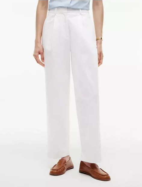 pleated twill barrel chino